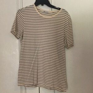 Zara Beige and Black Striped Tee